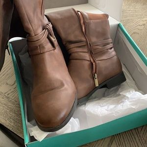 Brown wide leg boots